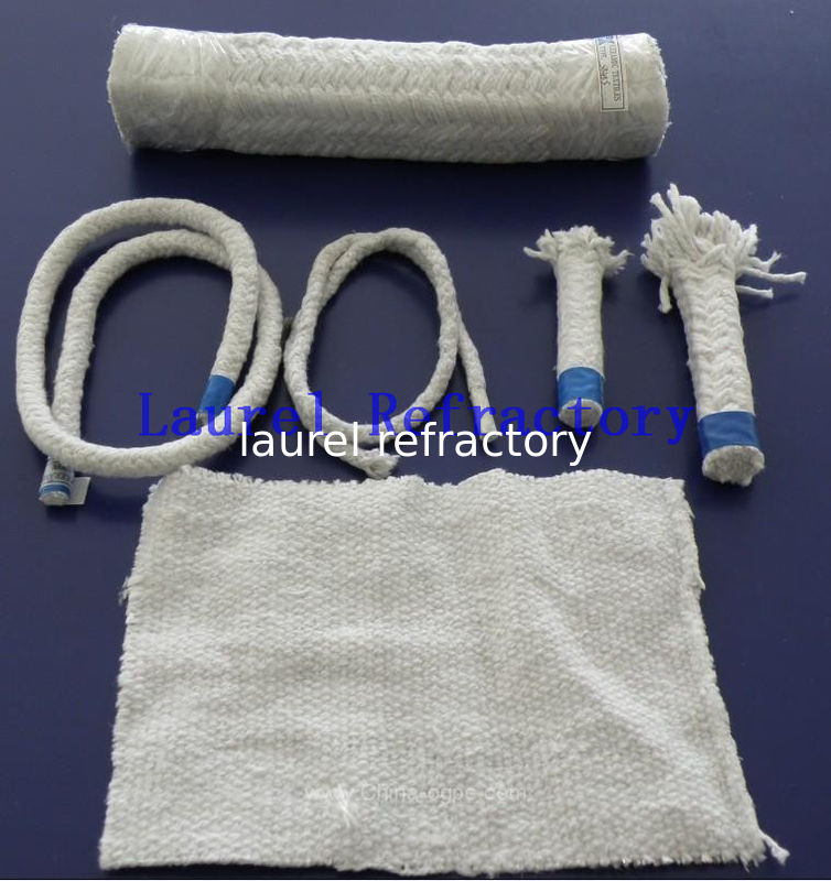 High Temperature Thermal Insulation Refractory Heat Resistant Ceramic Fibers Cloth / Tape / Twisted Rope